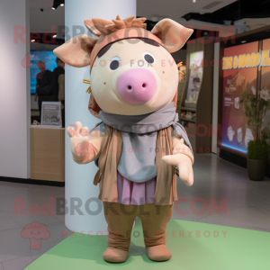 Tan Pig mascotte kostuum...