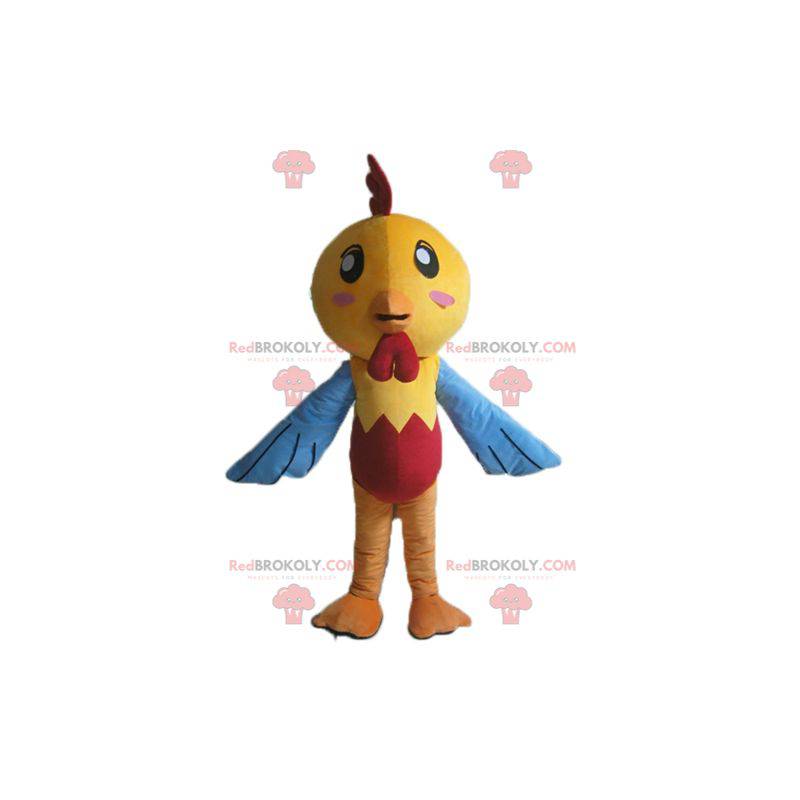 Mascota de gallina pollito amarillo azul y rojo - Redbrokoly.com