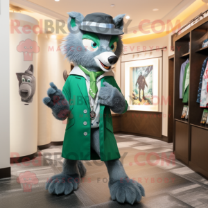 Green Wolf maskot kostume...