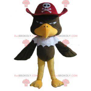 Mascote da águia abutre marrom com chapéu de pirata -