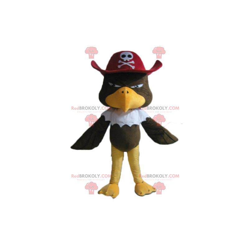 Hnědý orel maskot s pirátskou čepicí - Redbrokoly.com