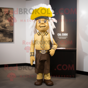 Gold Chief mascot costume character dressed with a Dress Shirt and Ties