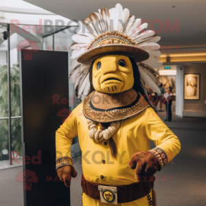 Gold Chief mascot costume character dressed with a Dress Shirt and Ties