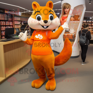 Orange egern maskot kostume...