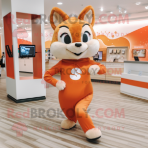 Orange Squirrel mascot costume character dressed with a Yoga Pants and Clutch bags