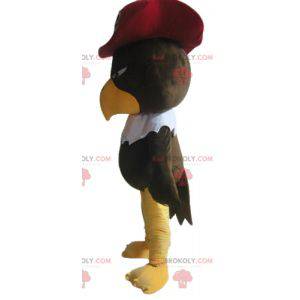 Mascotte dell'aquila avvoltoio marrone con un cappello da