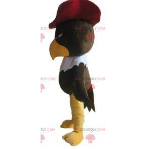 Mascotte d'aigle de vautour marron avec un chapeau de pirate -