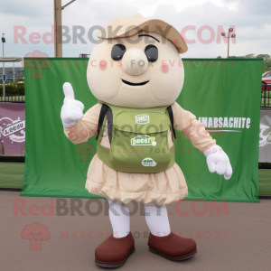Cream Corned Beef And Cabbage mascot costume character dressed with a Cargo Shorts and Backpacks