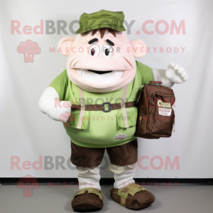 Cream Corned Beef And Cabbage mascot costume character dressed with a Cargo Shorts and Backpacks