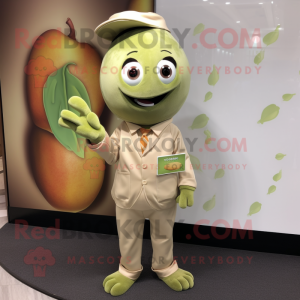 Oliv aprikos maskot kostym...