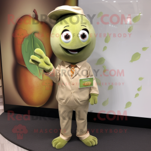 Olive Apricot mascot costume character dressed with a Long Sleeve Tee and Pocket squares