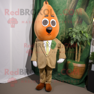 Olive Apricot mascot costume character dressed with a Long Sleeve Tee and Pocket squares