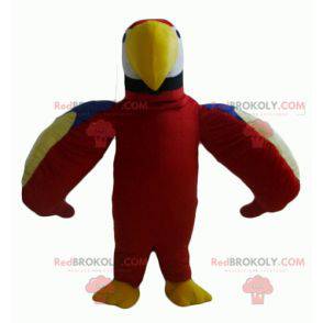 Mascote bonito papagaio vermelho verde azul e amarelo -