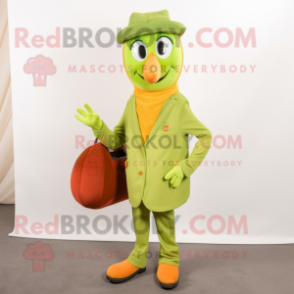 Olive Apricot mascot costume character dressed with a Long Sleeve Tee and Pocket squares