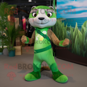Grøn Ferret maskot kostume...