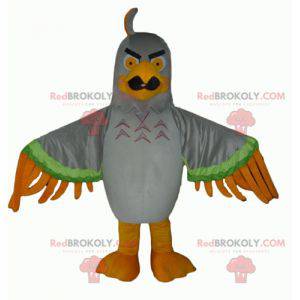 Gray green and orange eagle mascot looking nasty -