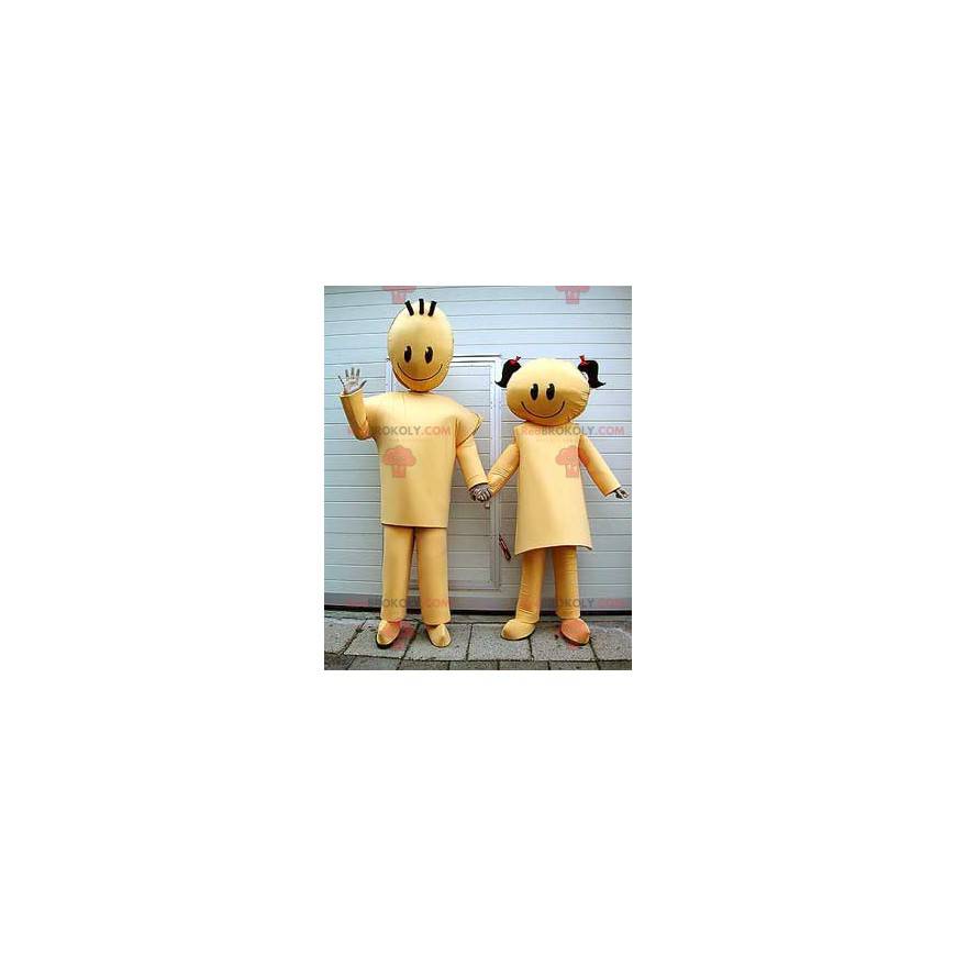 2 mascots of golden boy and girl couple - Redbrokoly.com