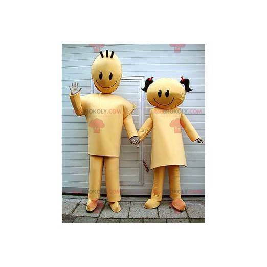 2 mascots of golden boy and girl couple - Redbrokoly.com