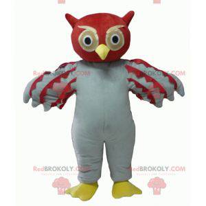 Mascotte gigante del gufo rosso e bianco - Redbrokoly.com