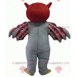 Mascota búho gigante rojo y blanco - Redbrokoly.com