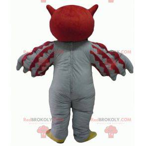 Mascote gigante coruja vermelha e branca - Redbrokoly.com