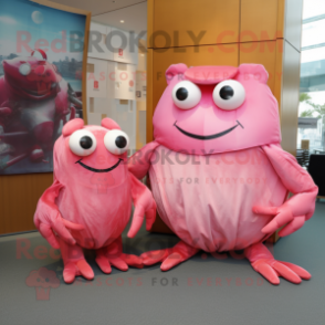 Pink Crab Cakes mascot costume character dressed with a A-Line Dress and Pocket squares