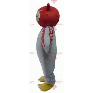 Mascotte de hibou rouge et blanc géant - Redbrokoly.com