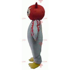 Jätte röd och vit uggelmaskot - Redbrokoly.com