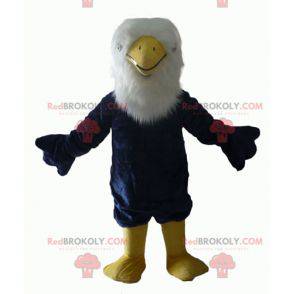 Mascotte d'aigle bleu blanc et jaune tout poilu - Redbrokoly.com