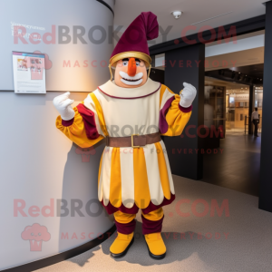 Cream Swiss Guard mascot costume character dressed with a Playsuit and Bracelets