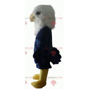 Toda la mascota del águila blanca y amarilla azul peluda -