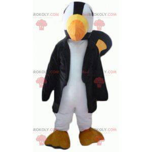 Mascotte de toucan de perroquet noir blanc et jaune -