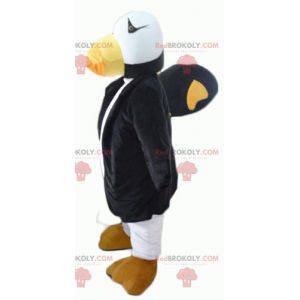 Mascote tucano papagaio preto, branco e amarelo - Redbrokoly.com