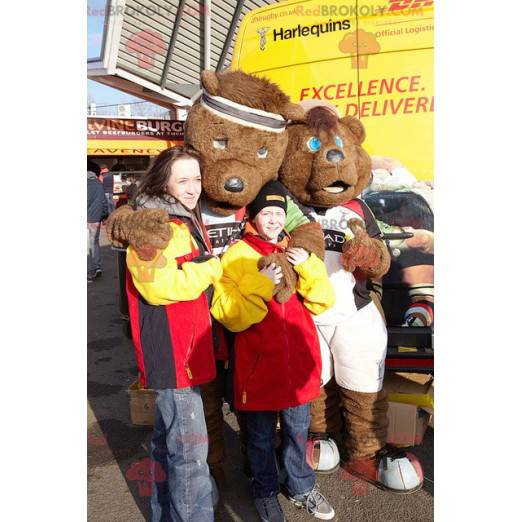 2 Braunbären-Maskottchen in Sportbekleidung - Redbrokoly.com