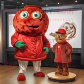 Red Beef Wellington mascot costume character dressed with a Turtleneck and Watches