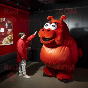 Red Beef Wellington mascot costume character dressed with a Turtleneck and Watches