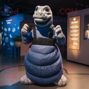 Navy Titanoboa mascot costume character dressed with a Tank Top and Backpacks