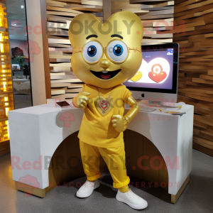 Gold Heart maskot kostym...