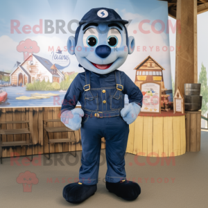 Navy Cod mascot costume character dressed with a Dungarees and Bracelets