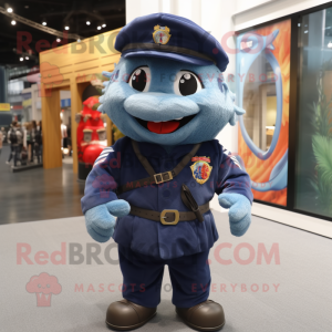 Navy Cod mascot costume character dressed with a Dungarees and Bracelets