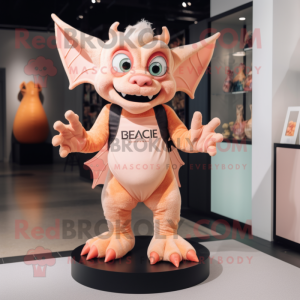 Peach Gargoyle mascot costume character dressed with a Romper and Foot pads