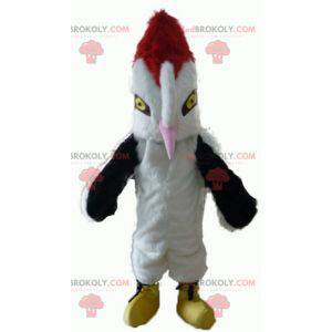 Mascot beautiful black and red white bird with a large beak -