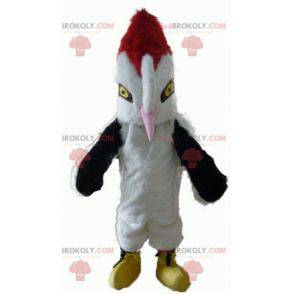 Mascot beautiful black and red white bird with a large beak -