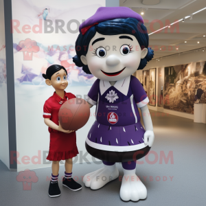 nan Plum mascot costume character dressed with a Rugby Shirt and Ties