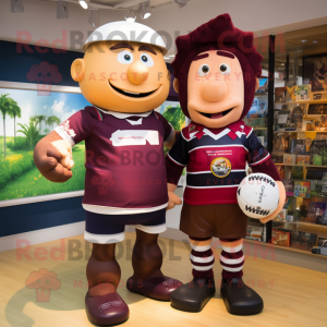 nan Plum mascot costume character dressed with a Rugby Shirt and Ties