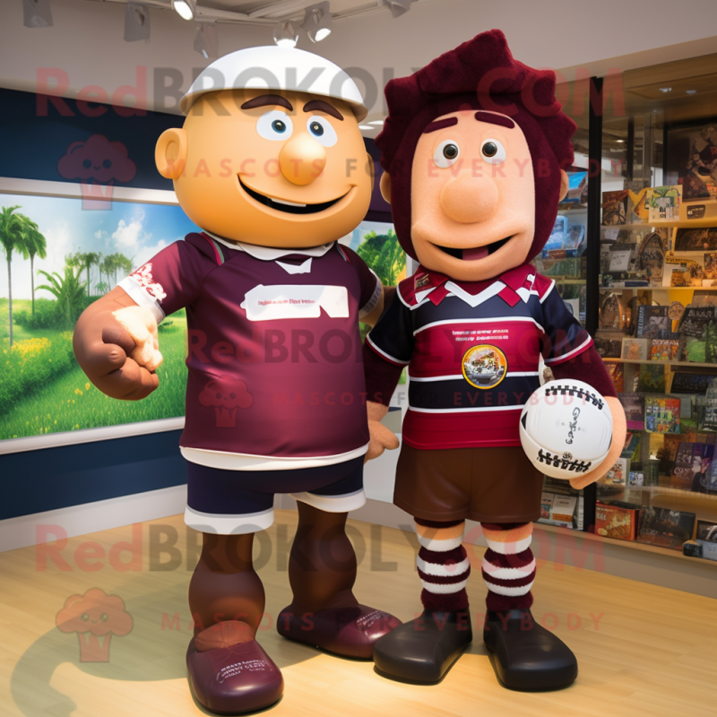 nan Plum mascot costume character dressed with a Rugby Shirt and Ties nan Plum mascot costume character dressed with a Rugby Shirt and Ties