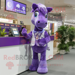 Purple Horse maskot kostym...