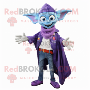 Lavender Vampire mascot costume character dressed with a Bootcut Jeans and Scarves