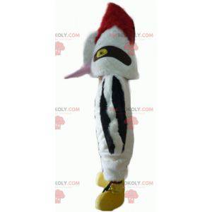 Mascot beautiful black and red white bird with a large beak -