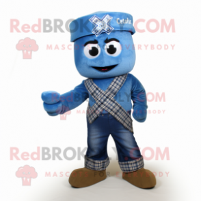 Blue Celtic Cross mascot costume character dressed with a Bootcut Jeans and Scarves